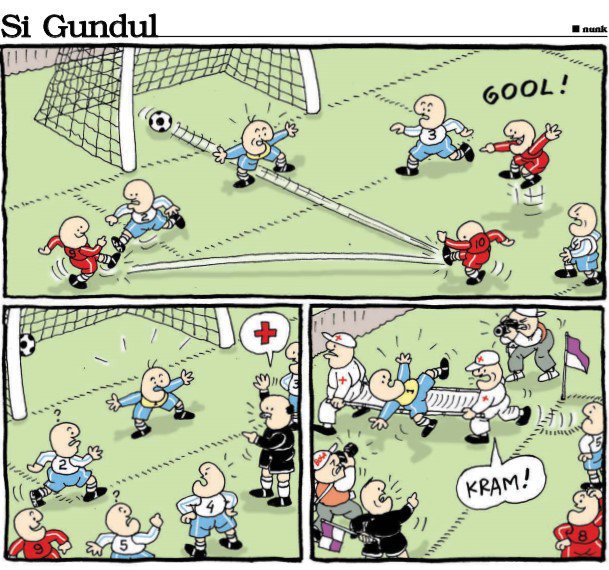 Jadi ikon Tabloid Bola, 11 komik strip Si Gundul ini bikin ngakak