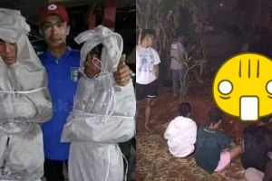 Bikin takut warga pakai kostum pocong, 2 pria ini kena hukuman sepadan