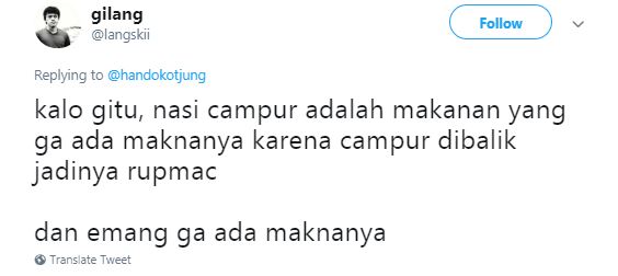 10 Lelucon 'balik nama nasi ala Indonesia' ini kocaknya bikin ngangguk