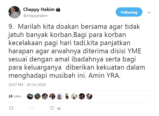 Lion Air jatuh, Chappy Hakim sebut masalah kecil bisa picu kecelakaan