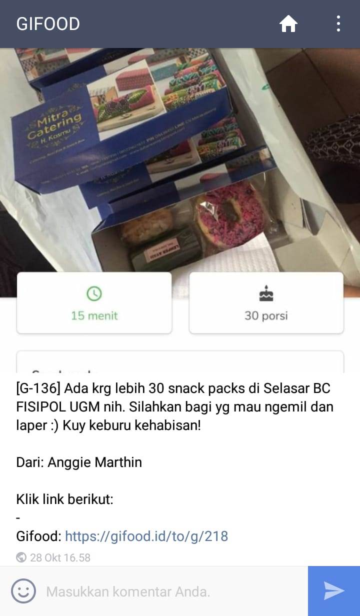 Gifood, aplikasi berbagi makanan berlebih karya mahasiswa