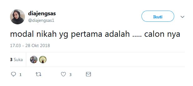 10 Cuitan lucu 'modal nikah' ini bikin ketawa sambil mikir