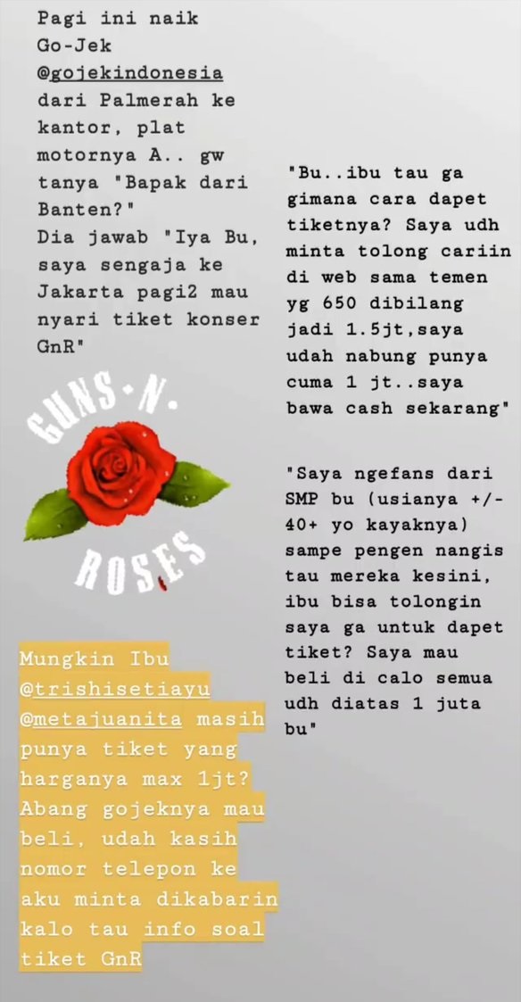 Driver ojek online ini diberi tiket Guns N' Roses oleh penumpang