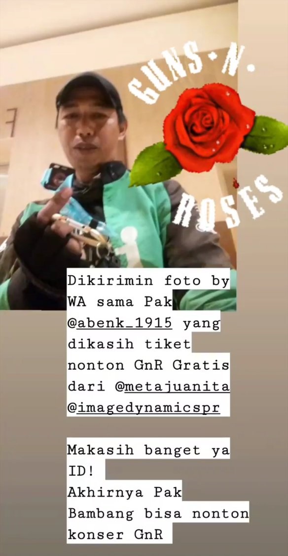 Driver ojek online ini diberi tiket Guns N' Roses oleh penumpang