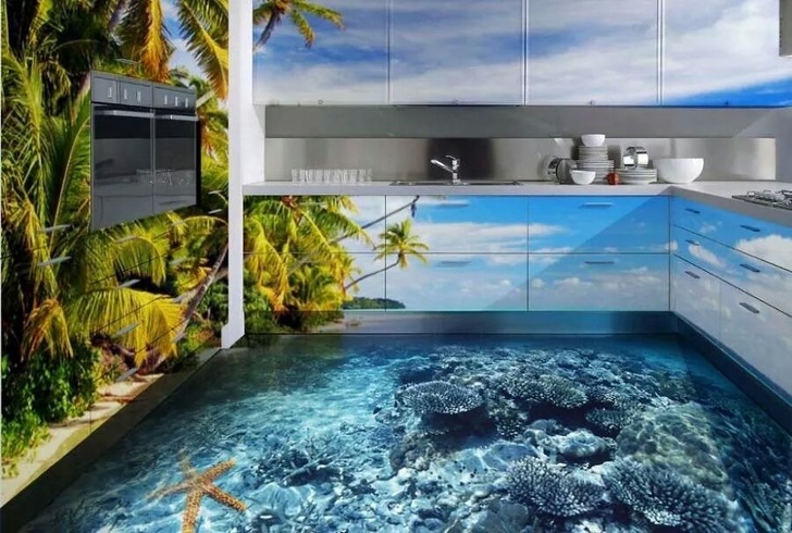 15 Desain lantai rumah 3D bertema laut ini keren abis