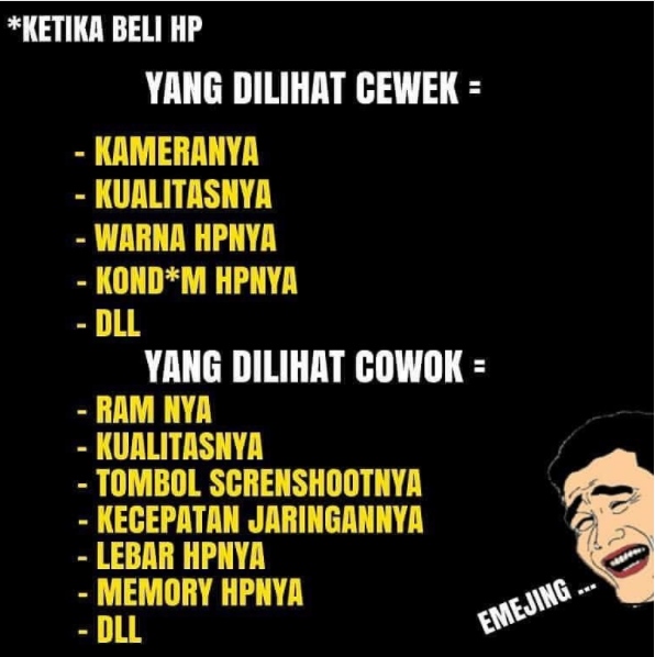 50 Meme lucu beda cewek vs cowok ini ngena banget