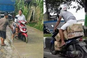 20 Tingkah lucu pengendara motor, Indonesia banget