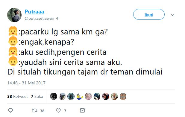 10 Cuitan lucu 'tikungan teman' ini bisa bikin ketawa prihatin