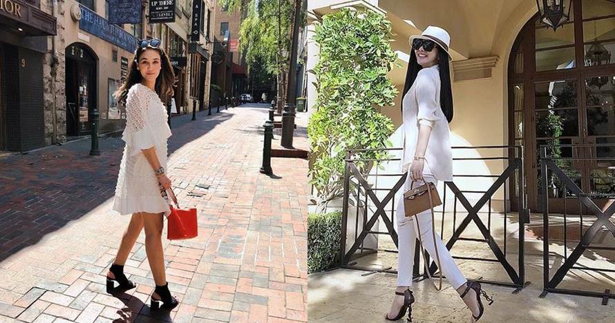 10 Adu gaya Luna Maya dan Syahrini saat liburan, kece abis