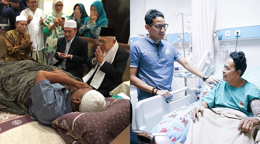 10 Adu aksi gaya blusukan Ma'ruf Amin & Sandiaga Uno jelang Pilpres