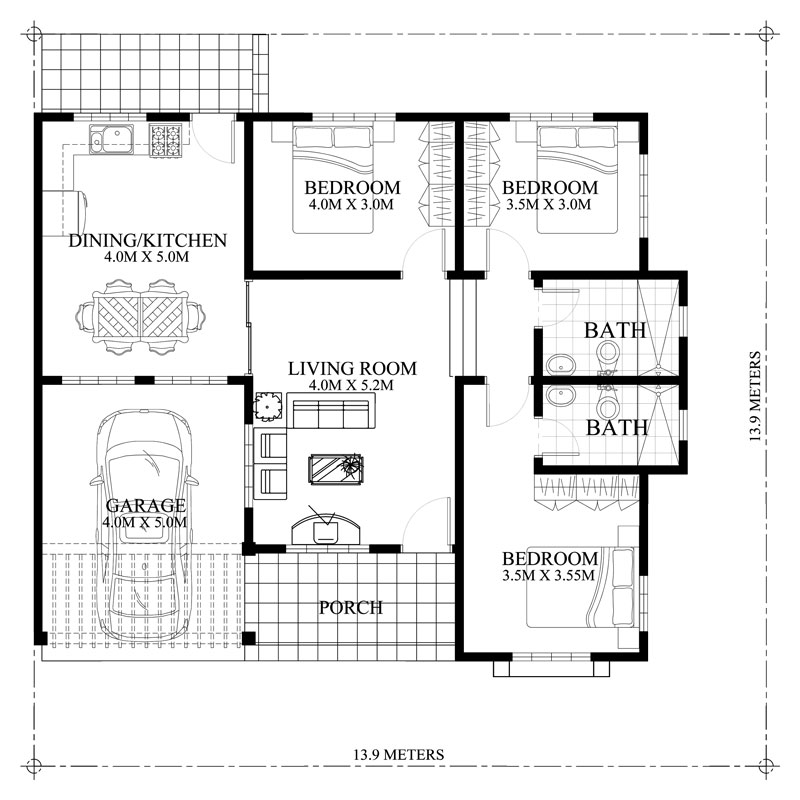 10 Desain rumah minimalis 3 kamar komplet dengan ukurannya