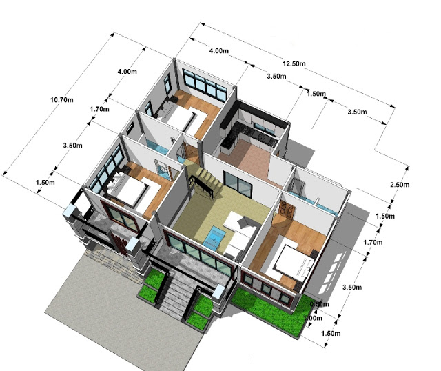 10 Desain  rumah  minimalis  3  kamar  komplet dengan ukurannya