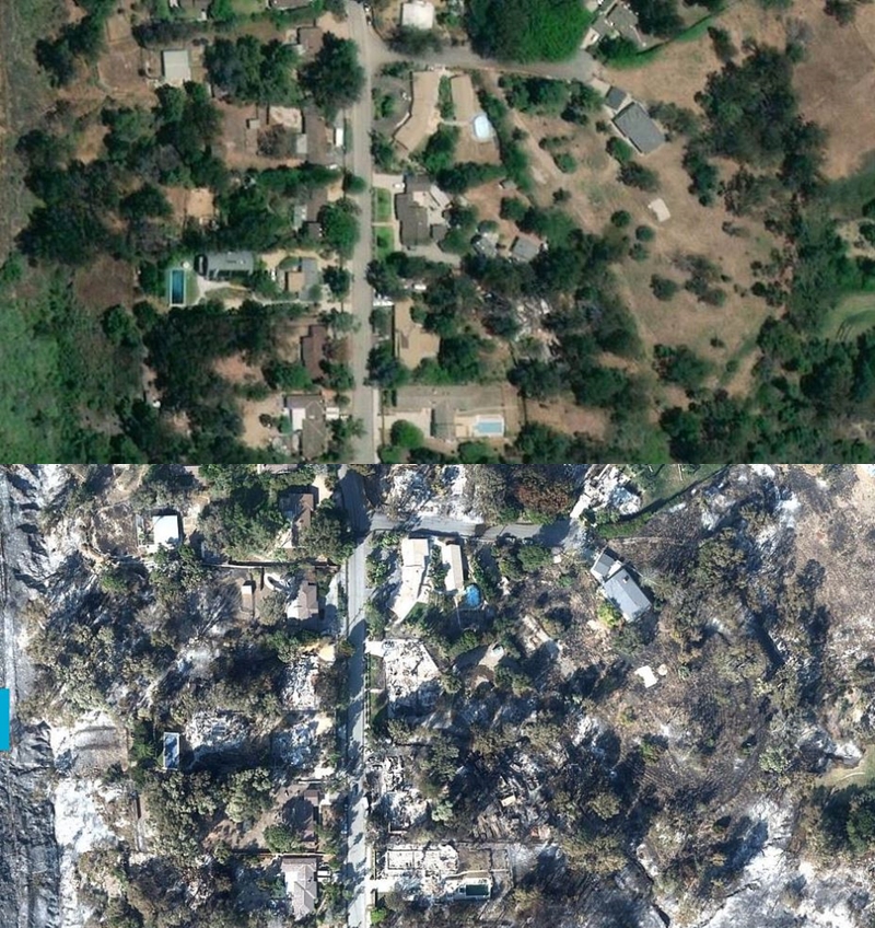 9 Foto satelit kondisi California sebelum dan sesudah kebakaran
