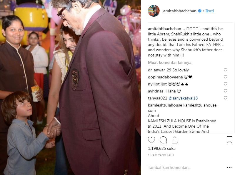 Lucu, anak Shah Rukh Khan sebut Amitabh Bachchan adalah kakeknya