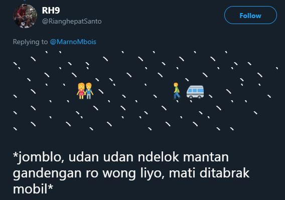 16 Cuitan pakai emoticon jomblo kehujanan ini bikin senyum kecut
