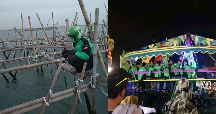 12 Foto lucu kelakuan driver ojek online kalau lagi nggak ngojek