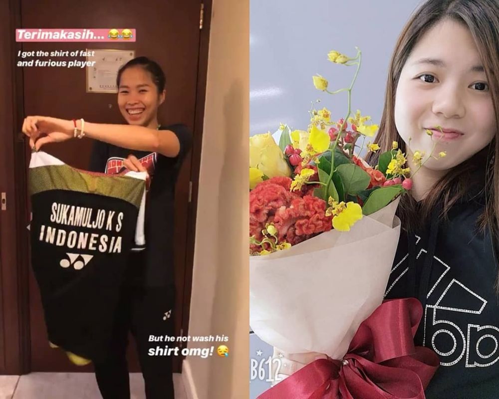 Adu gaya 2 pebulutangkis cantik yang diberi kaus Kevin Sanjaya
