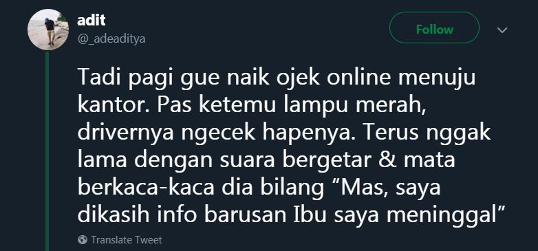 Kisah driver ojek online dapat kabar ibunya meninggal, bikin mewek