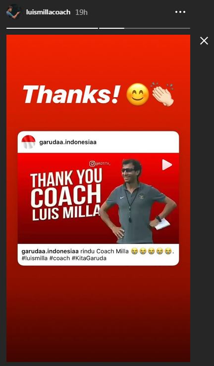Komentar singkat Luis Milla saat fans timnas merindukannya