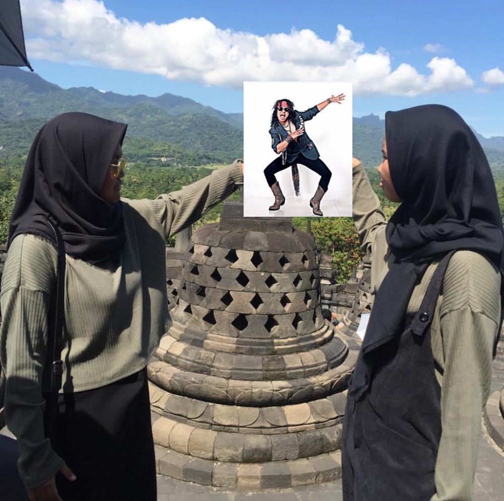 Minta tangannya pas di candi, 15 editan foto cewek ini kocak abis