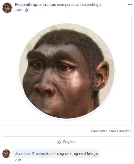 13 Status lucu akun Facebook pakai nama manusia purba ini bikin ngakak