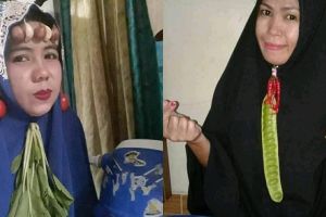 10 Potret lucu emak-emak pakai bros jilbab dari bahan dapur