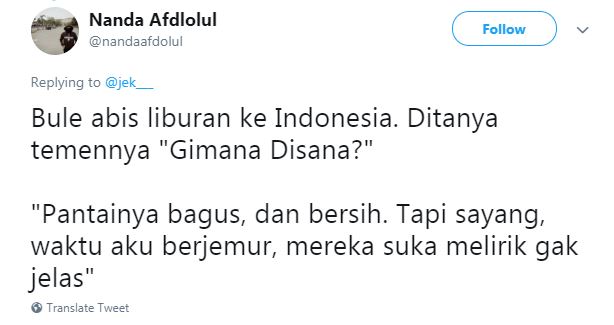 15 Cuitan lucu pengalaman bule liburan di Indonesia bikin ngakak