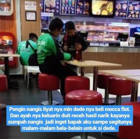 11 Potret perjuangan driver ojek online bawa anaknya bekerja