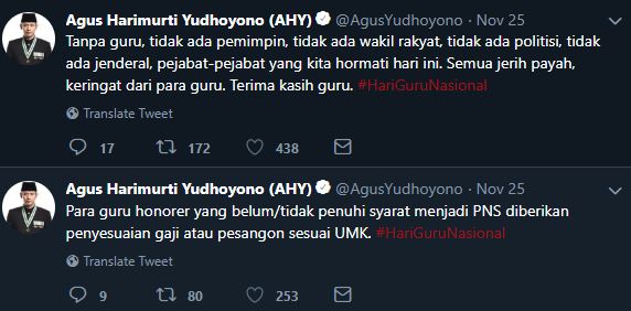 Kritik Agus Yudhoyono soal guru honorer ini berbalik serang SBY