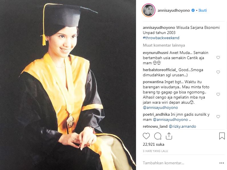 Unggah foto saat wisuda, Annisa Yudhoyono tuai pujian