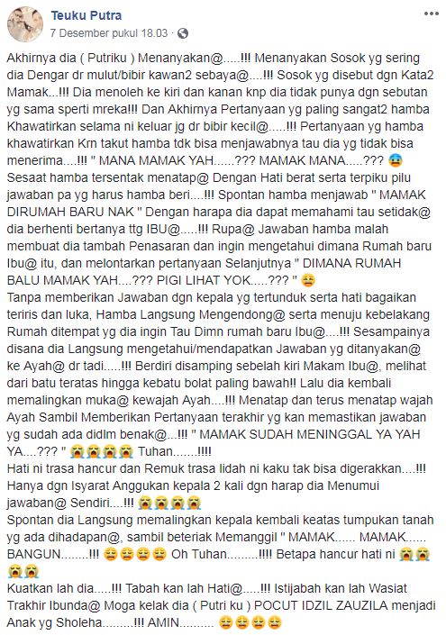 Reaksi bocah pertama kali lihat makam ibunya ini bikin haru