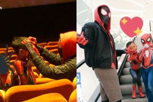Nonton Spider-Man, ayah & anak ini pakai kostum lengkap ke bioskop