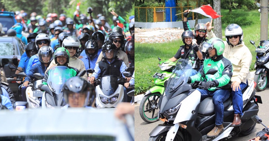 Prabowo naik ojek online, helm dan sepeda motornya jadi sorotan