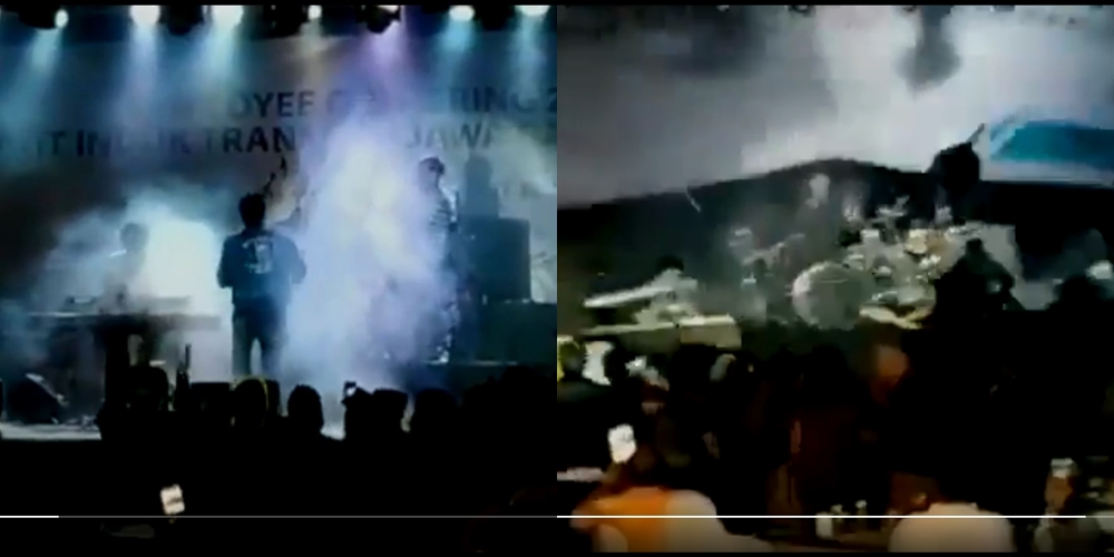 Video detik-detik tsunami Banten, robohkan panggung band Seventeen