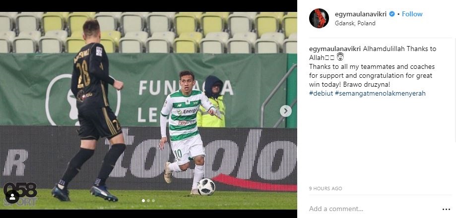 Egy Maulana debut di tim utama Lechia Gdansk, penantian 5 bulan