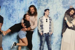 10 Potret kocak Jason Momoa pemain Aquaman foto bareng fans cewek