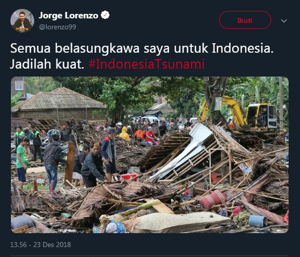 Tsunami Banten, 5 atlet dunia ini sampaikan belasungkawa
