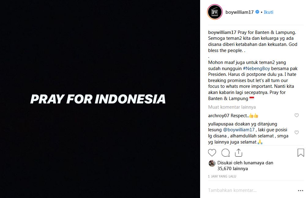 15 Seleb Tanah Air berduka atas tsunami Banten, tiada henti berdoa