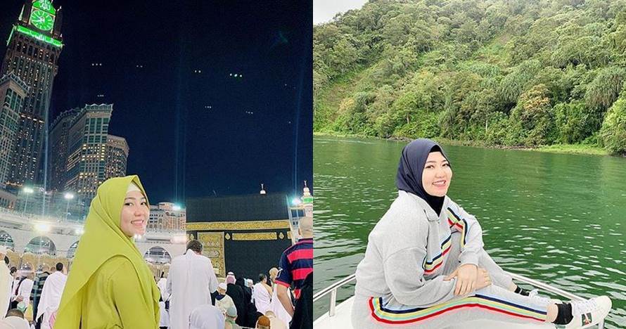 10 Momen Via Vallen pulang umrah, gaya hijabnya anggun