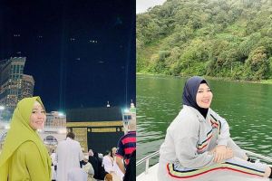 10 Momen Via Vallen pulang umrah, gaya hijabnya anggun