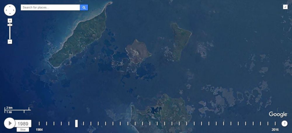 Timelapse gunung Anak Krakatau dari tahun 1984 sampai 2016