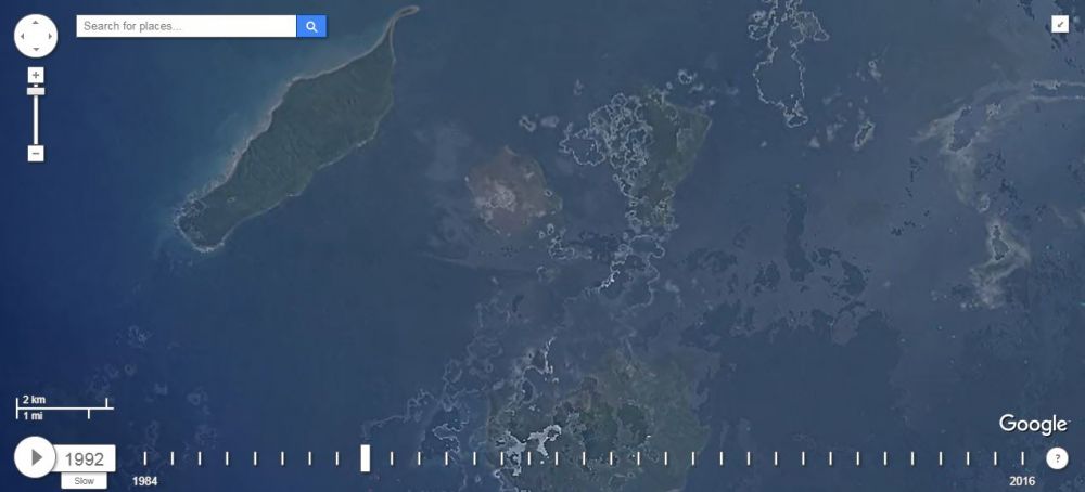 Timelapse gunung Anak Krakatau dari tahun 1984 sampai 2016