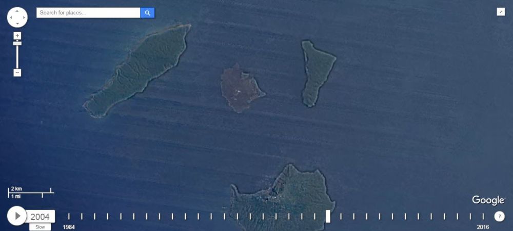 Timelapse gunung Anak Krakatau dari tahun 1984 sampai 2016