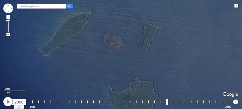 Timelapse gunung Anak Krakatau dari tahun 1984 sampai 2016