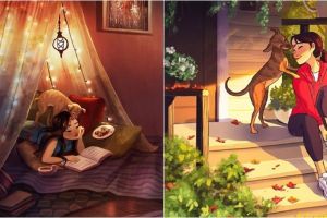 15 Ilustrasi gambarkan keseharian cewek penyayang binatang, seru