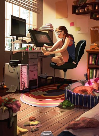 15 Ilustrasi gambarkan keseharian cewek penyayang binatang, seru