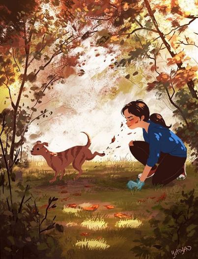 15 Ilustrasi gambarkan keseharian cewek penyayang binatang, seru