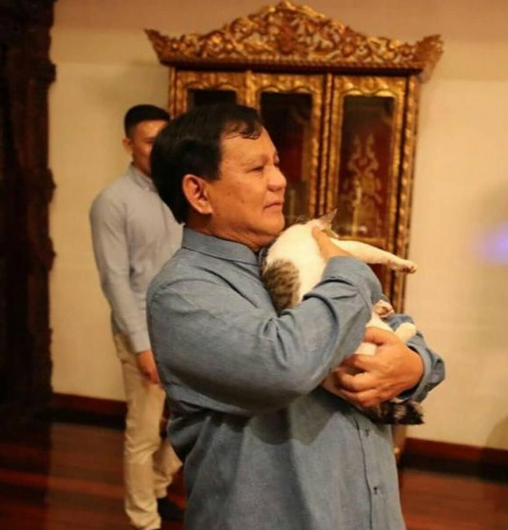 7 Momen Prabowo main bareng kucing kesayangannya