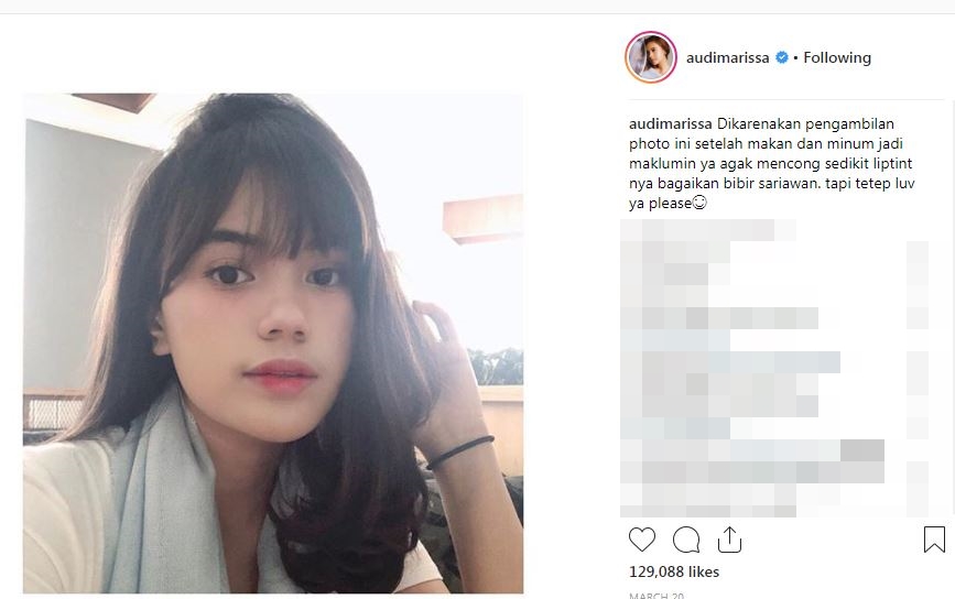 10 Caption lucu Audi Marissa selama 2018, kocaknya gemesin