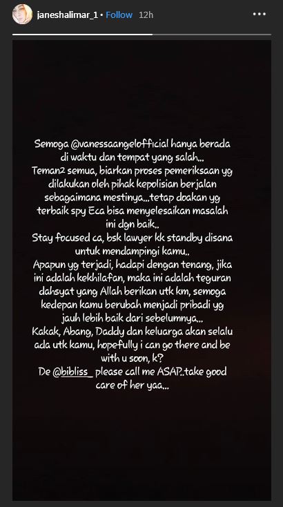 Bersahabat, ini dukungan Jane Shalimar untuk Vanessa Angel 
